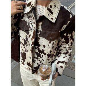 Cow Print Collared Neck‎ Jacket